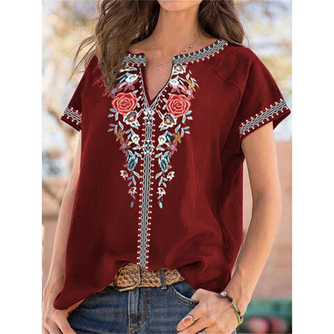 Compre Verano Más Tamaño Camisas S-5xl, Estilo Americano Y Europeo Casual  Para Niñas, ética De Womehn Blusas y Camisas De Talla Grande de China por  3.8 USD