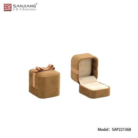 Leatherette Paper Single Ring Box with Suede Rising Platform