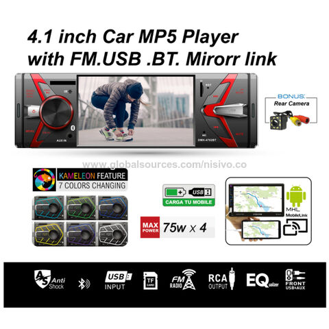 1 Din Car Radio Bluetooth Autoradio 4.1 Inch Touch Screen Mp5 Player  Support Microphone And Rear Ca