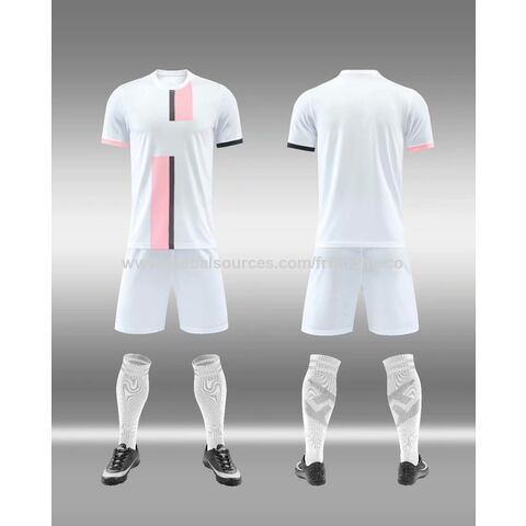 Customized Striped Pink Football Shirts Women Slim Soccer Jerseys Design  For Sale