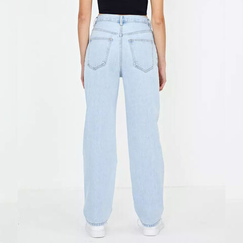 Pantalones vaqueros de moda para mujer, estilo boyfriend holgado con diseño cruzado, para chicas altas, rectos, modernos, estilo mom jeans.