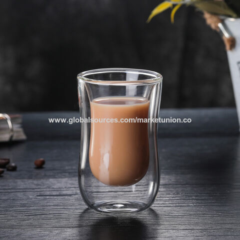 Buy Wholesale China 250ml Double-wall Insulated Glasses With Handle, Coffee  Mug, Tea Cup, Clear Glass Drinkware & Cup at USD 1.15