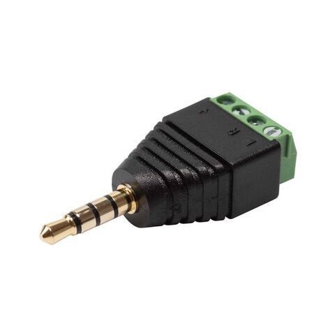 Conector Jack 3.5 mm macho TRRS terminal de tornillo 4 pin Negro