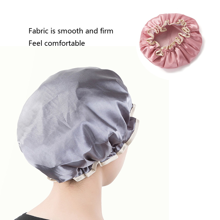 Manufacturer Bath Accessories Dual Layer Pe Fabric Inner Women Bath Cap ...