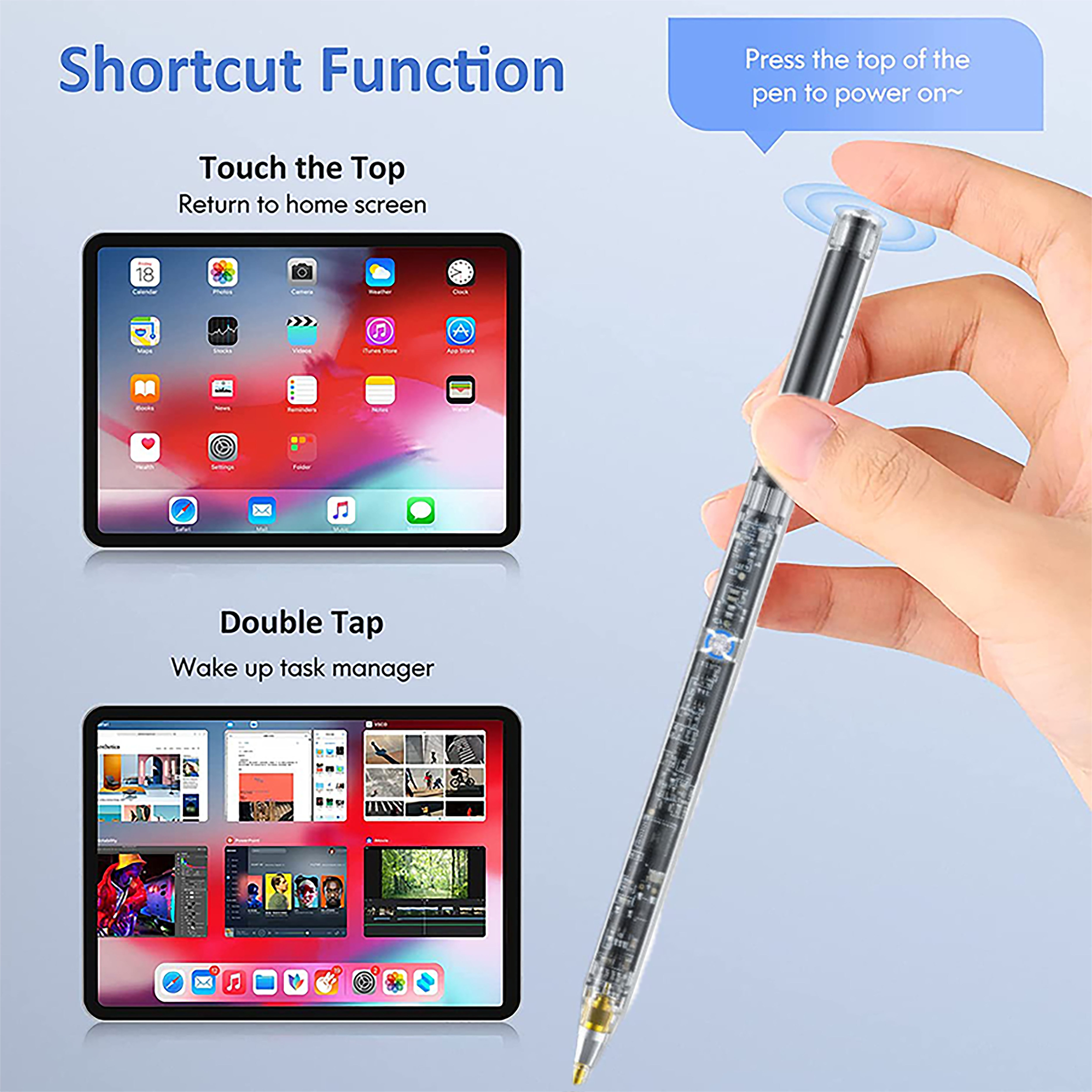 Transparent Design Smart Charging Stylus Magnetic Attached