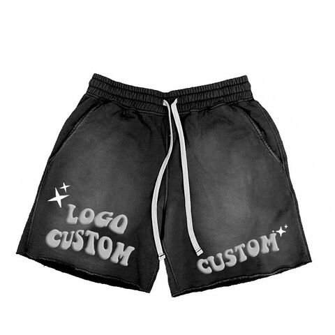 Shorts Molleton French Terry Homme Délavé Acide, Impression Sérigraphique Vintage en Coton de Haute Qualité, Fabricant Personnalisé