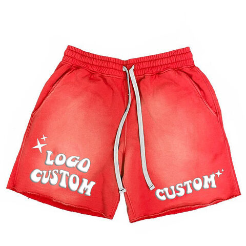 Shorts Molleton French Terry Homme Délavé Acide, Impression Sérigraphique Vintage en Coton de Haute Qualité, Fabricant Personnalisé