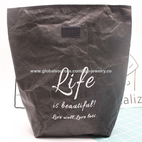 Free Sample Waterproof Brown Tyvek Insulated Cooler Picnic Tote Bag Kraft Paper Thermal Lunch Bag