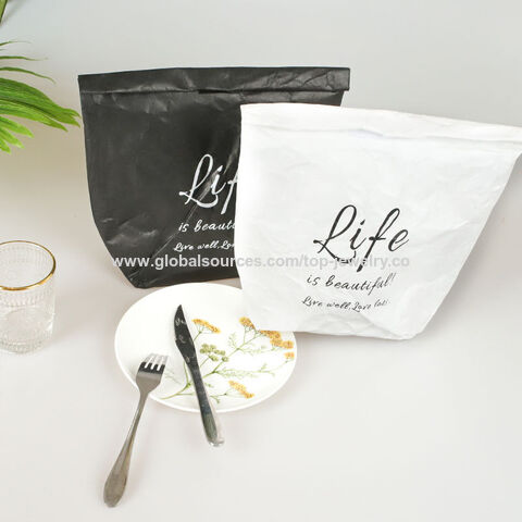 Free Sample Waterproof Brown Tyvek Insulated Cooler Picnic Tote Bag Kraft Paper Thermal Lunch Bag