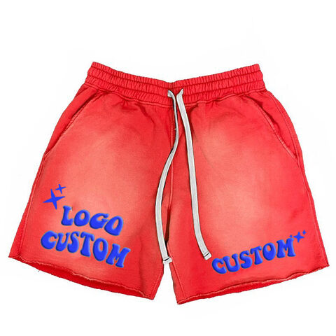 Shorts Molleton French Terry Homme Délavé Acide, Impression Sérigraphique Vintage en Coton de Haute Qualité, Fabricant Personnalisé