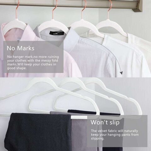 Basics Kids Velvet Non-Slip Clothes Hangers, Gray - Pack of 50