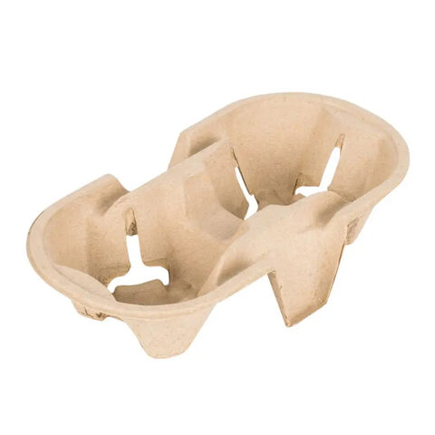 Proveedor Fabricante Soporte Desechable de Alta Calidad para Vasos de Bubble Tea, Portavasos de Papel Moldeado de Pulpa para Café