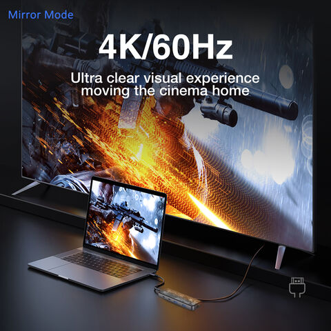 9-in-1 USB-C Hub 4K/60HZ HDTV mit transparenter Abdeckung aus gehärtetem Glas - Typ-C HUB Dockingstation