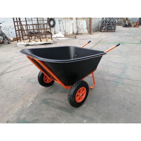 140L Large Plastic Tray Wheelbarrow with Dual Wheels - China