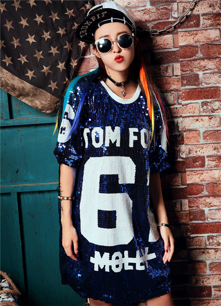 Womens Glitter T Shirts Silber Sequin Top Bling Long Shirt Sports