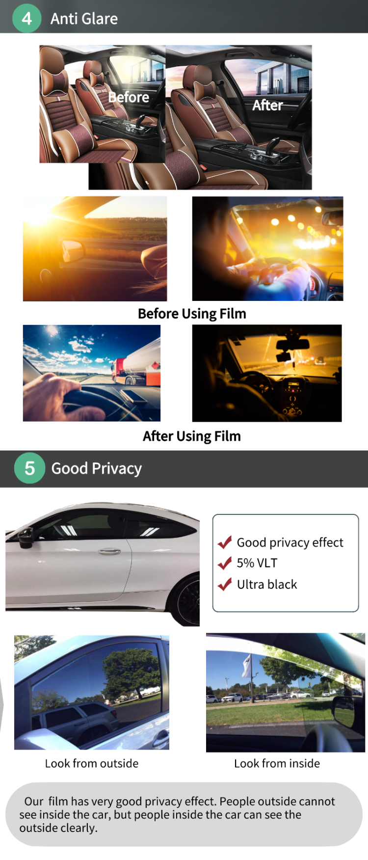 thumbnail image 2 of Intersolar Nano Ceramic Window Film, Frosted Glass Static Cling For Cars & Homes 2 of 6