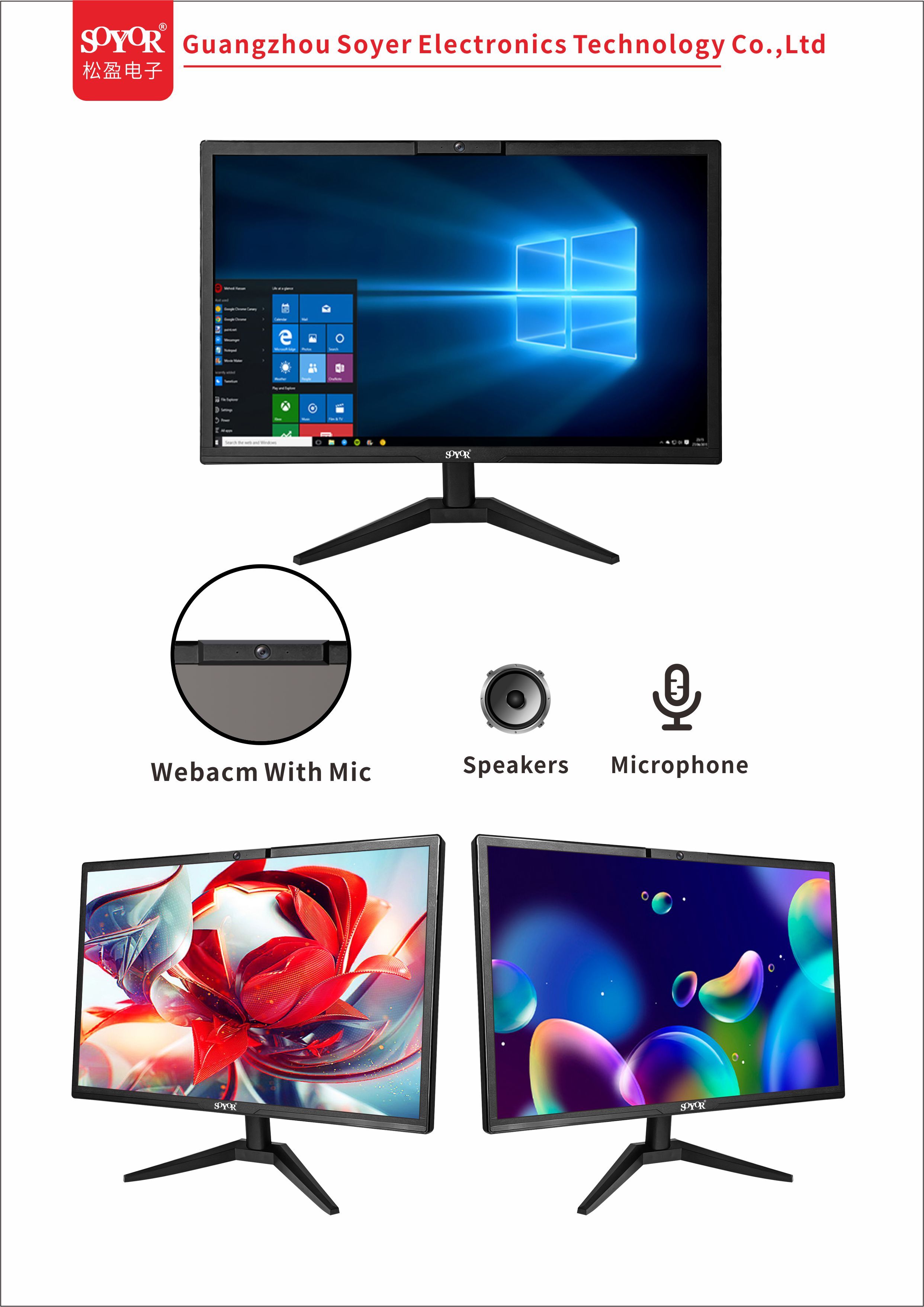 Oem/odm Webcam Monitor 19 20 21.5 22 23 24 Inch Monitors With Camera Lcd Lcd Desktop Monitors ...