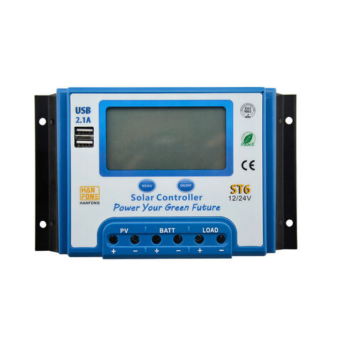 Controlador De Carga Solar 12V/24V 100A PWM Pantalla LCD Regulador Panel  Con USB