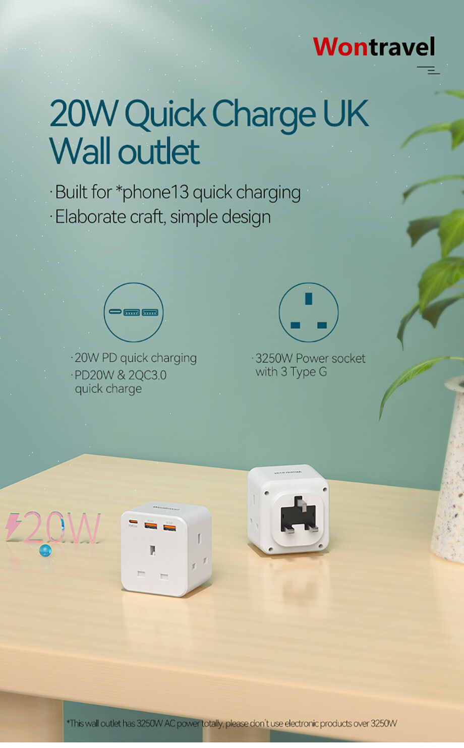Buy Wholesale China Wontravel 20w Quick Charger Extender Wall Charger