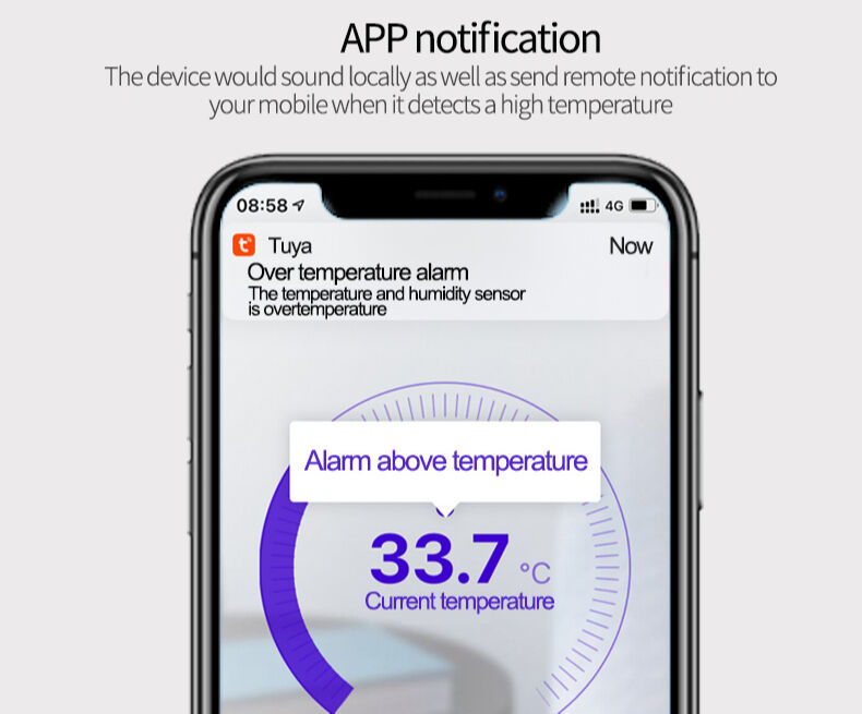 WiFi Temperature Monitor Smart Thermometer: WiFi Temperature Sensor with 1M  Waterproof External Probe, App Alert & Buzzer Alarm, Digital Remote