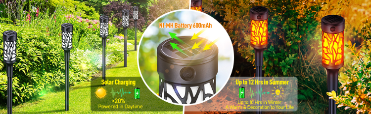 Ip65 Waterproof Solar Garden Lights Realistic Flame Effect Solar Lights ...