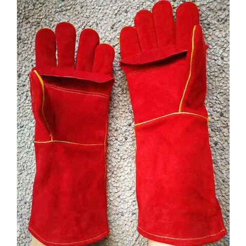 Flipkart Welding Leather Hand Gloves Price Grade B,c 14 Inch Red