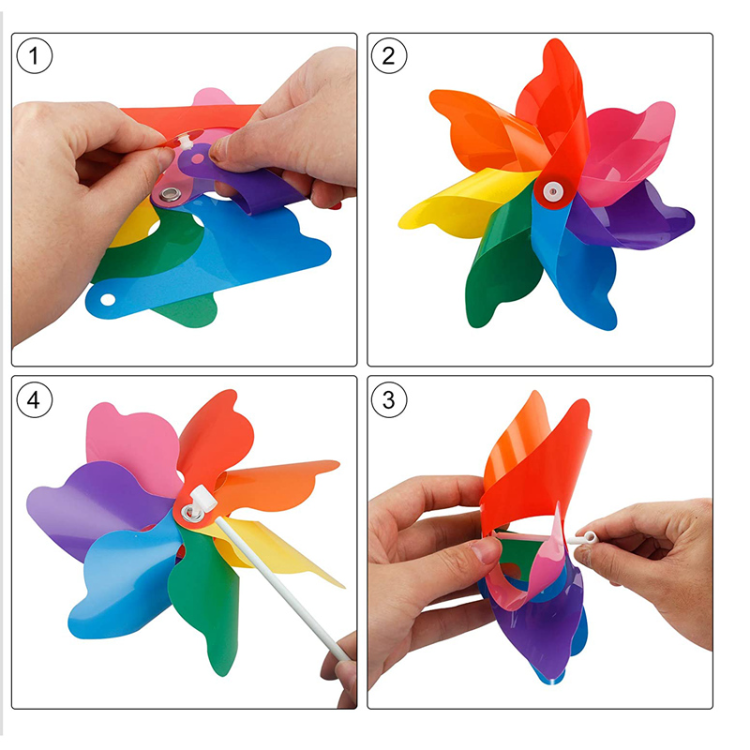 Manufacturer 7 Blades Rainbow Plastic Pinwheel Toy Wind Spinners Party ...