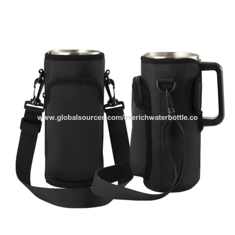 40oz Insulated Tumbler Cup Sleeve, Adjustable Shoulder Strap Water Bottle  Carrier