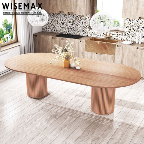 Large Oval Chunky Wooden Coffee Table - Home Living