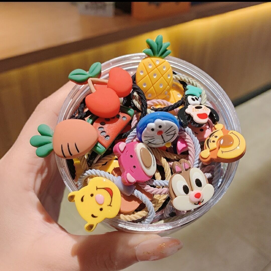 30 PCS/Box Wholesale Luxury Girls Cartoon Fruit Hair Rubber Band