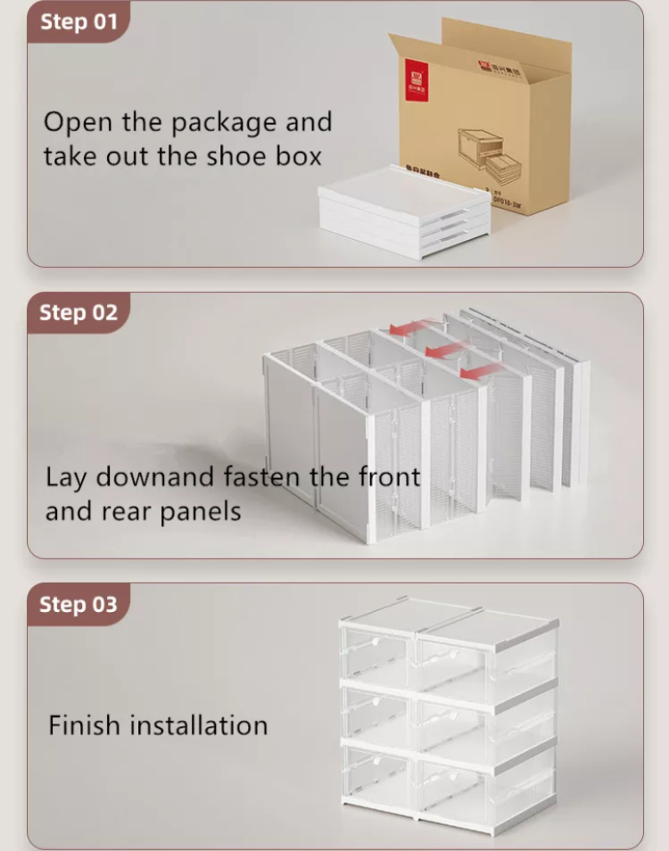 Plastic Transparent Shoe Box Storage Sneakers Clear Stackable Organizer ...