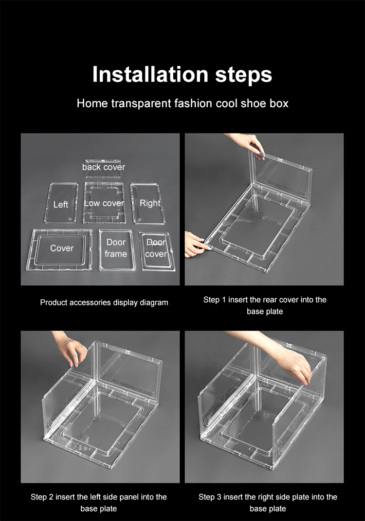 Amazon Hot Sell Plastic Clear Sneaker Drop Front Shoe Box Organizer ...