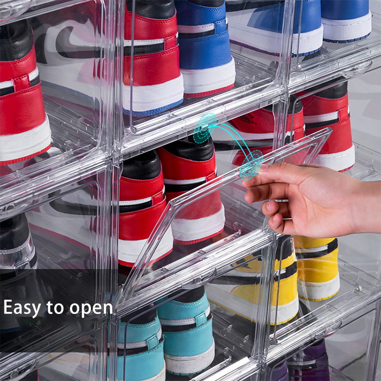 Amazon Hot Sell Plastic Clear Sneaker Drop Front Shoe Box Organizer ...