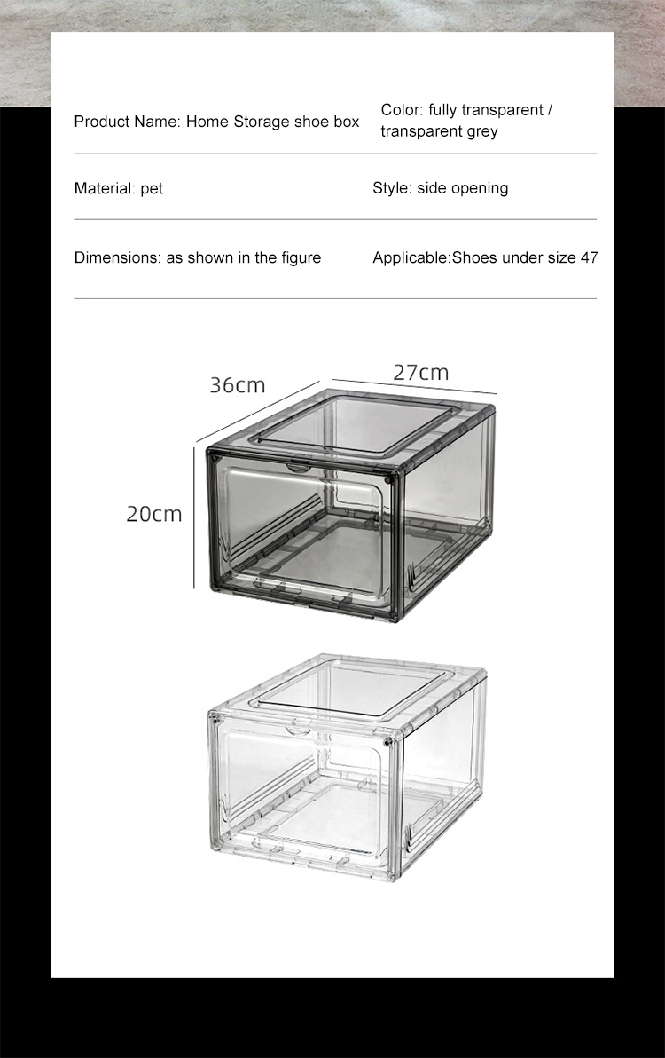 Amazon Hot Sell Plastic Clear Sneaker Drop Front Shoe Box Organizer ...