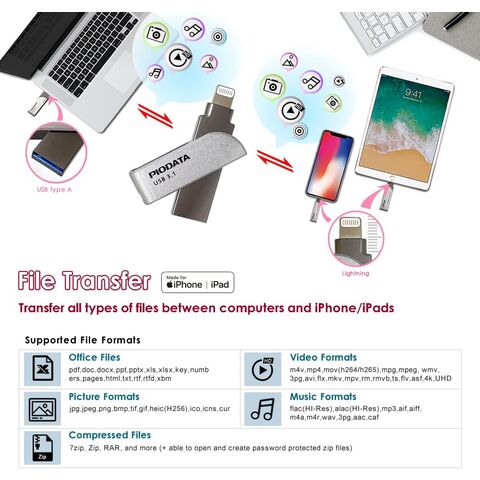 Apple MFi - Memoria USB 3.0 para iPhone con certificación MFi de 512 GB, 3  en 1, almacenamiento de fotos USB 3.0 para memoria USB, memoria USB