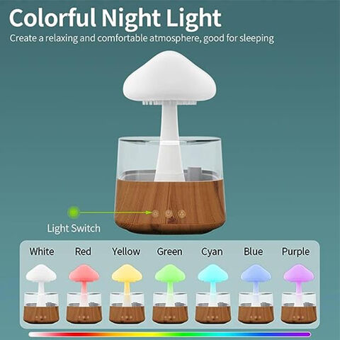 Humidificador de hongos con aceites esenciales, luz nocturna con 7 colores  cambiantes, luces de nube de escritorio para dormir y relajar el estado de