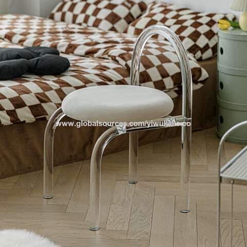 Silla de comedor nórdica para el hogar, sillón ligero de franela de lujo,  estilo informal, para maquillaje y escritorio, moderna y sencilla, para