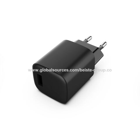 Chargeur USB EU-Plug 1 Port 5V 2.4A 12W blanc bloc alimentation USB 100V -  240V, pour un chargement sur prise secteur Smartphone / téléphone portable