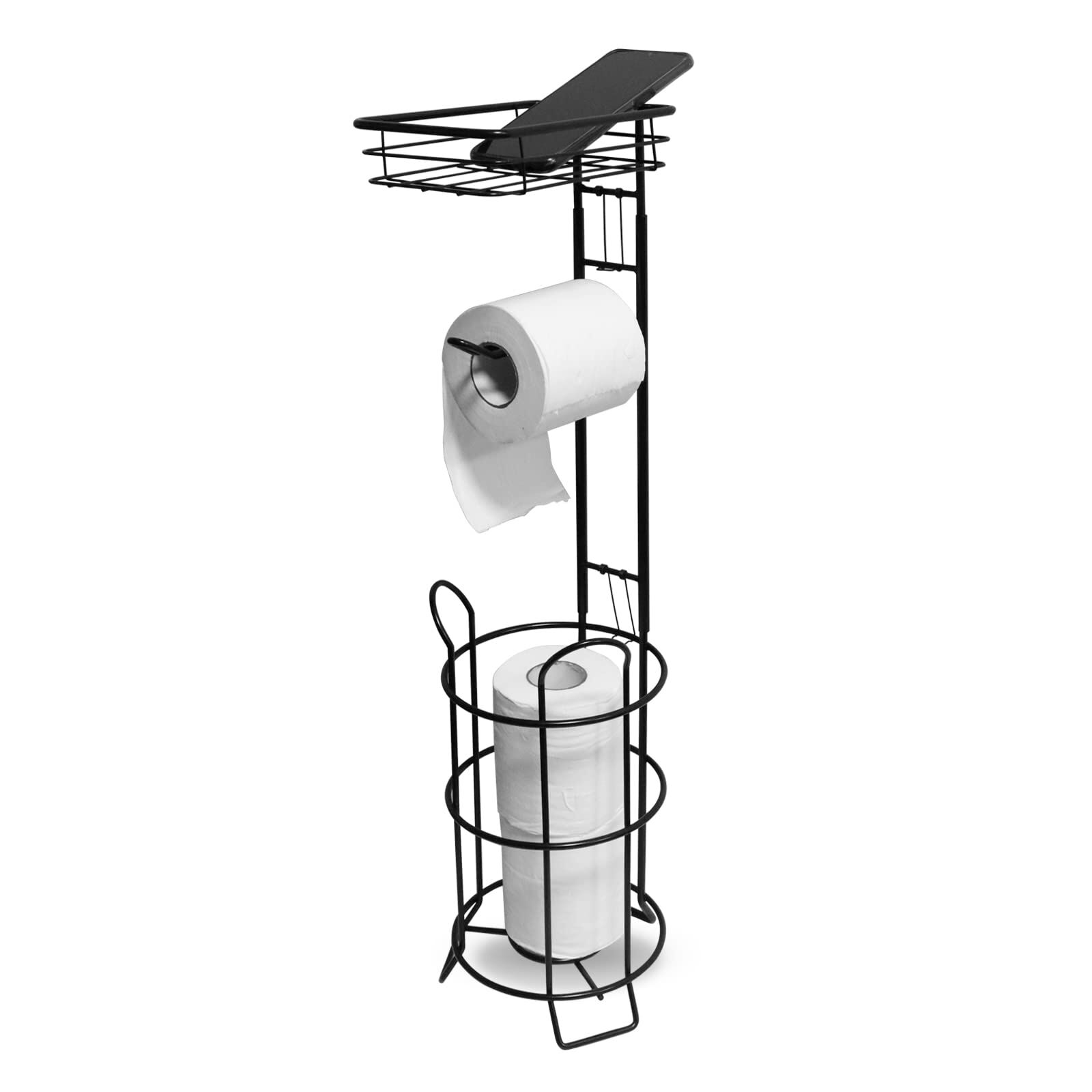 Upgraded Toilet Paper Holder Stand for Bathroom, Holds 3 Big Rolls of Jumbo  Mega Paper, Top Shelf for Wipes Tissue, Sturdy Freestanding Paper Roll