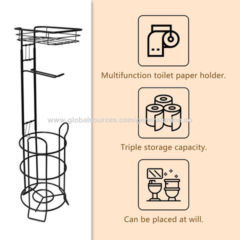 Multi-functional Toilet Paper Roll Tissue Holder Bathroom Black A