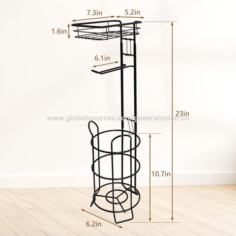 Freestanding Toilet Paper Holder Stand with Wood Base Bathroom