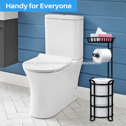 Free Standing Toilet Roll Holder With Base and Shelf 