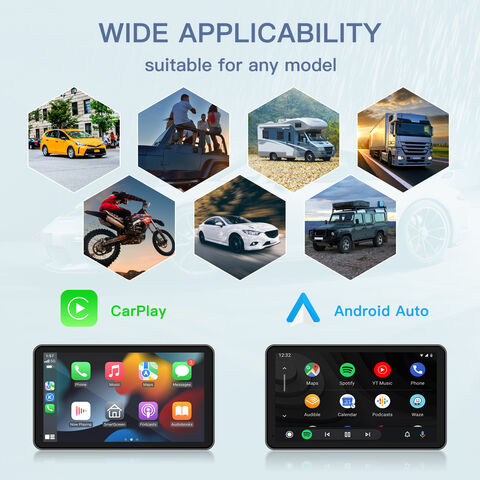 Apple CarPlay Android Auto Airplay Écran pour voiture Portable Dash Mount  Wireless Car Play Radio Stéréo 7 Pouces Full HD Écran tactile
