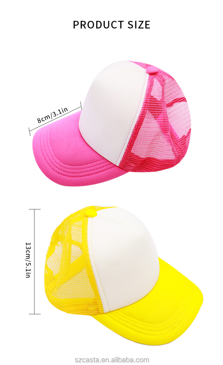 5pcs Heat Transfer Baseball Caps Blank Printing Mesh Design Sublimation Hats