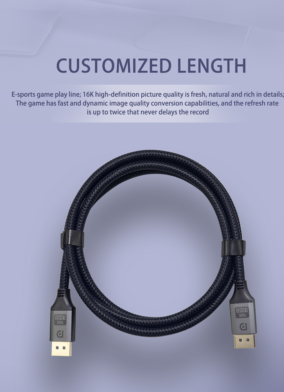 Vesa lised dp 2 1 cable 40gbps 16k cable compatibale dp 40g cable dp
