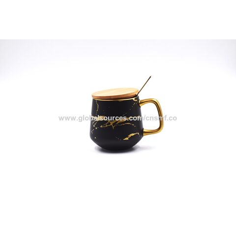 Buy Wholesale China Smf Porcelain 12 Oz Coffee Mug Gold Deco Tea Cup With  Spoon And Lid Black And White Color Ceramic Pair Mugs Set In Paper Gift Box  & Mug at