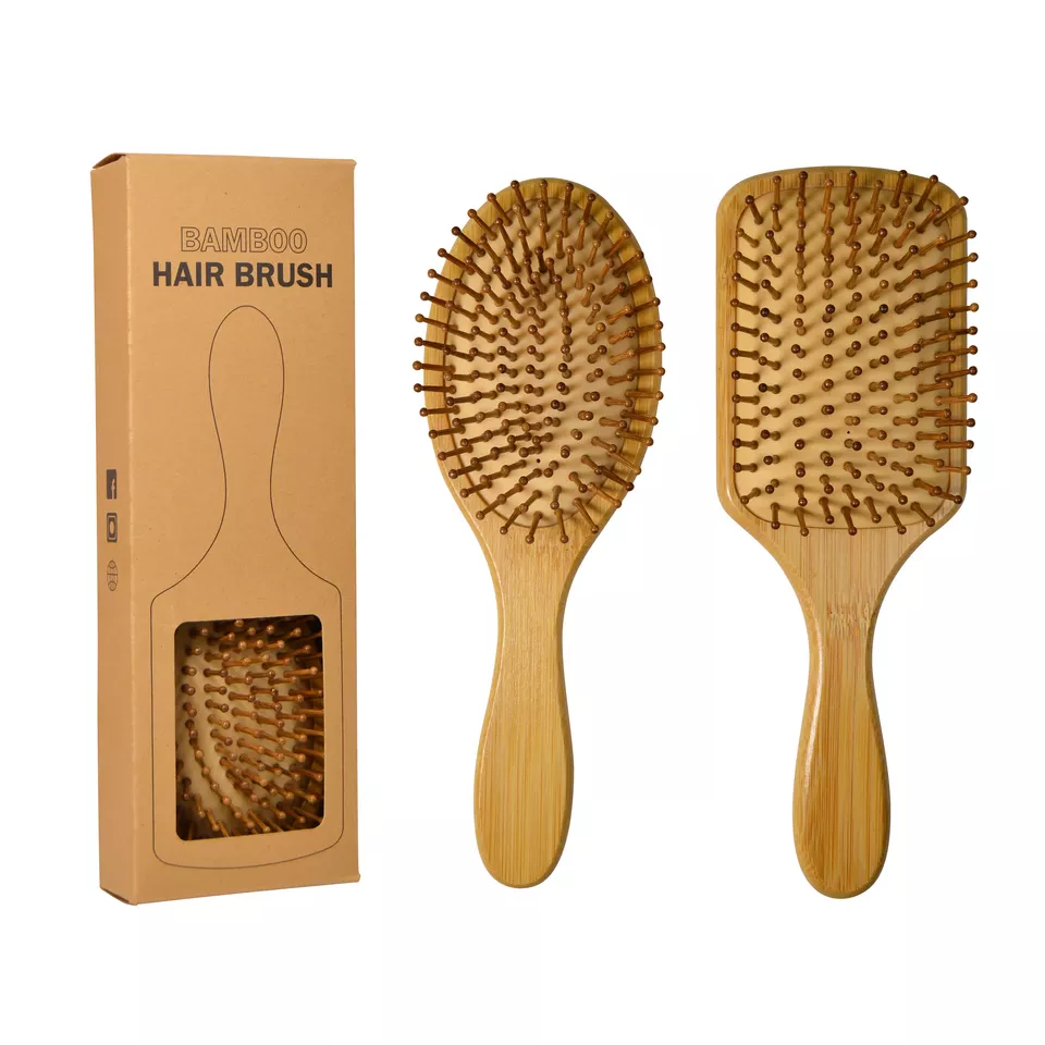 Buy Wholesale China Custom Logo 100% Natural Bamboo Wooden Hair Brush ...