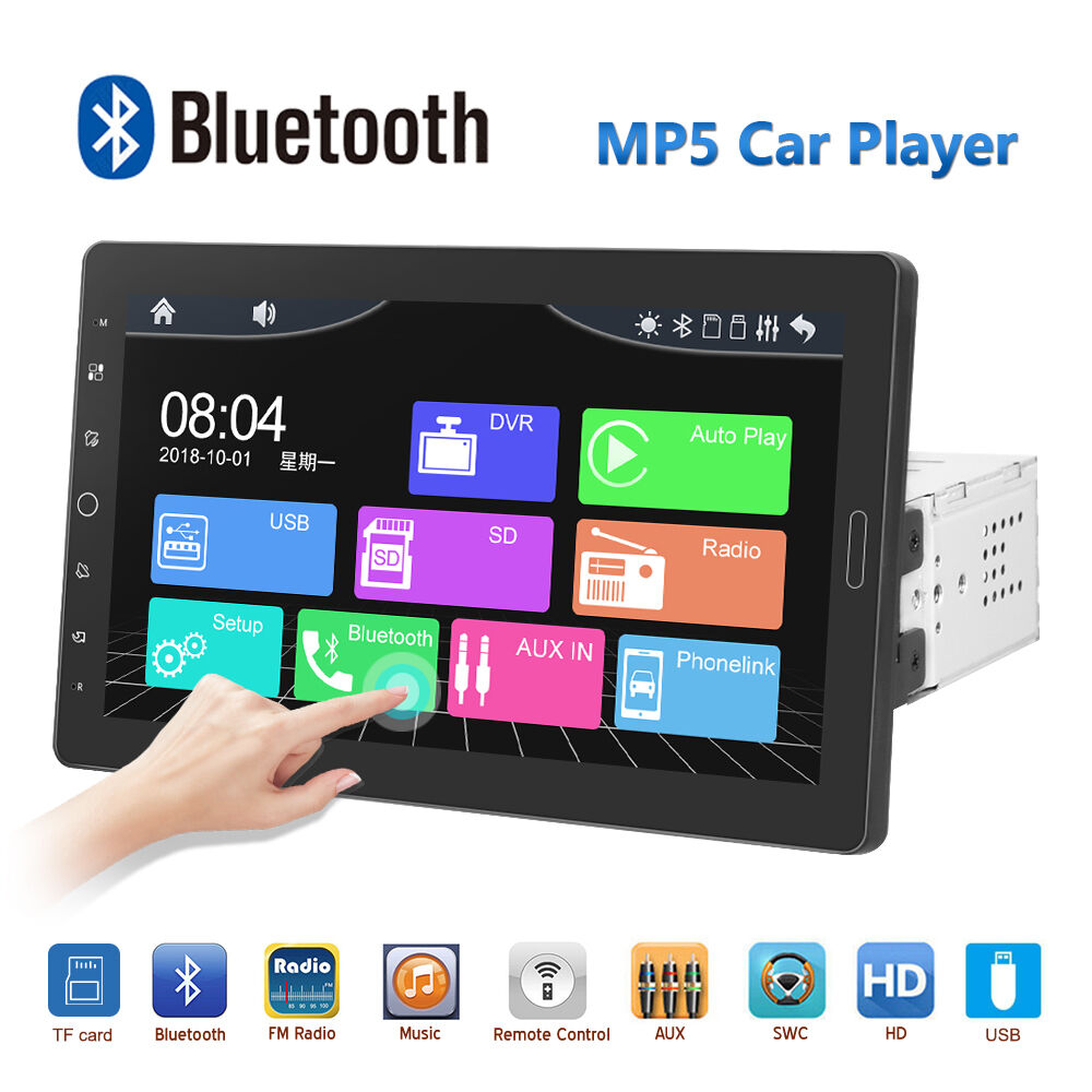 Podofo 1 DIN 7 HD Retractable Car Stereo Car Radio with Bluetooth Touch  Screen Single Din Car MP5 Player Monitor SD FM USB with 4 LED Rear View  Camera 