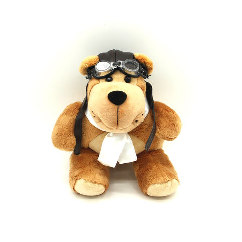 Fliegerhund Plüschtiere mit Helm und Brille - Plüschtiere im Großhandel