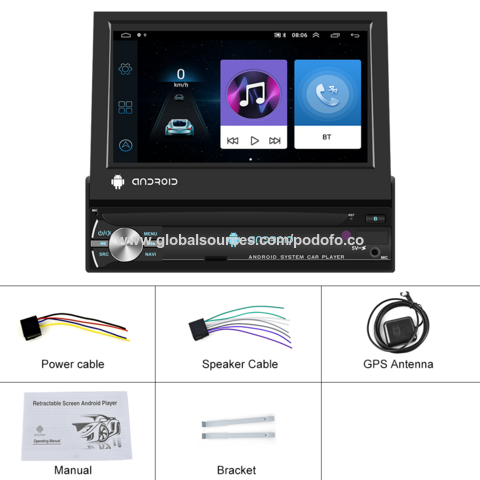 Hikity 1 Din Android Car Radio CarPlay 7'' Retractable Screen
